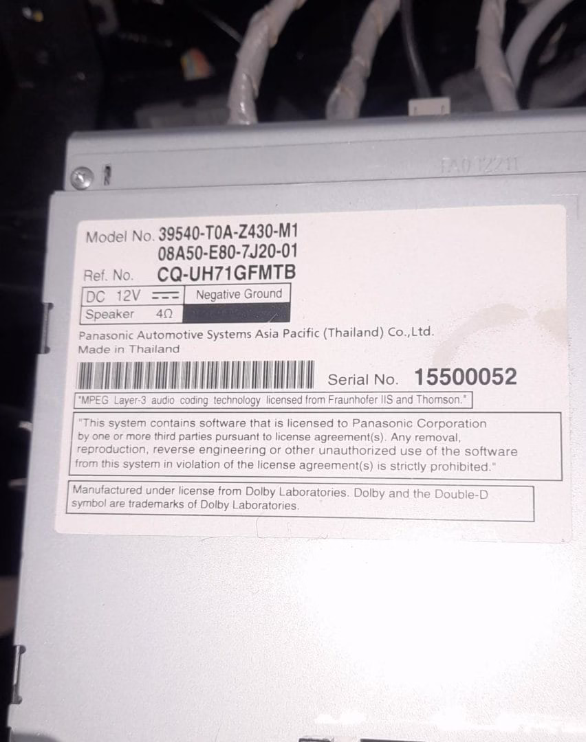 Honda CRV Radio factory unlock code - Image 3