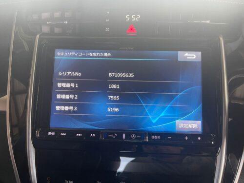 Car security system display showing serial and management numbers for vehicle protection.