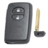 Car key fob with lock and unlock buttons, remote control for vehicle security.